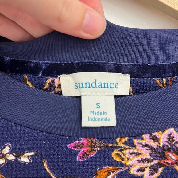 Sundance Loretta Waffle Knit Thermal Floral Bohemian Boho Long Sleeve Tee Small - Picture 5 of 14